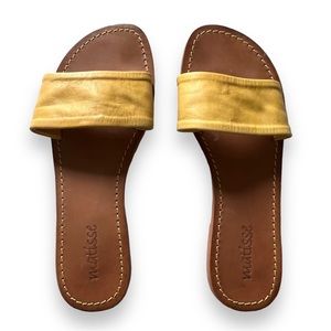 Matisse all leather modern slide sandal mustard yellow